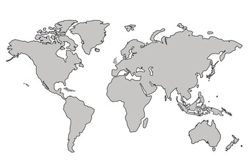 Flat vector world map with clear country.