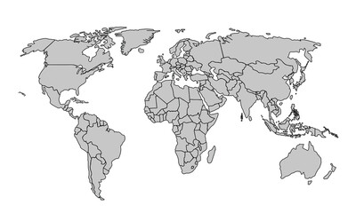 Flat vector world map with clear country.