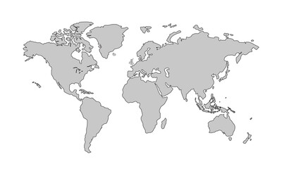 Flat vector world map with clear country.