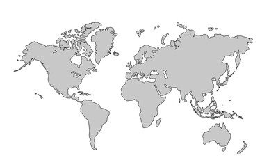 Flat vector world map with clear country.