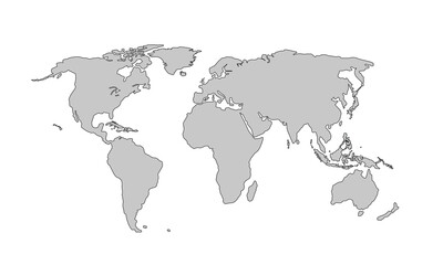 Flat vector world map with clear country.