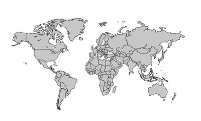 Flat vector world map with clear country.