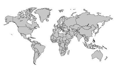 Flat vector world map with clear country.