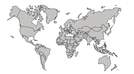 Flat vector world map with clear country.