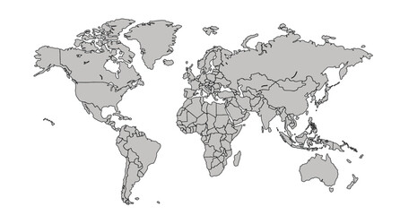 Flat vector world map with clear country.