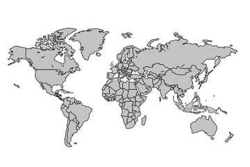 Flat vector world map with clear country.