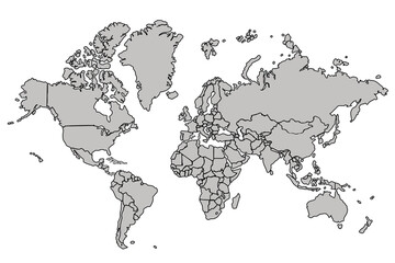Flat vector world map with clear country.