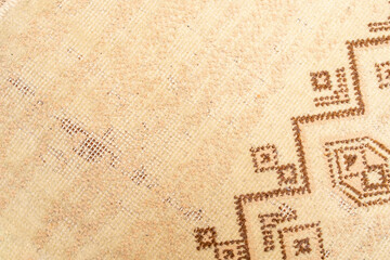 Fototapeta premium Moth infestation on a wool rug, soft focus close up