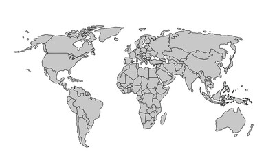 Flat vector world map with clear country.