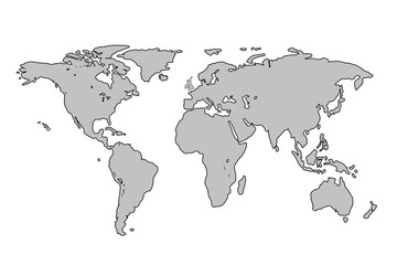 Flat vector world map with clear country.