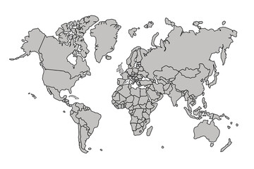 Flat vector world map with clear country.