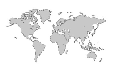 Flat vector world map with clear country.