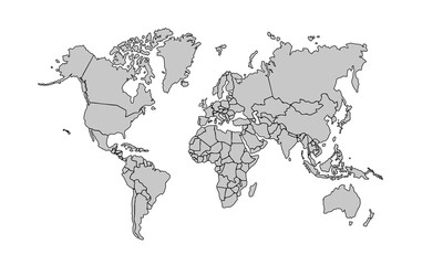 Flat vector world map with clear country.