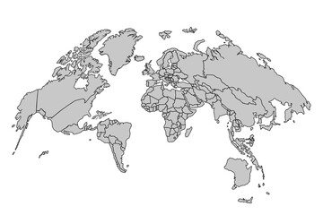 Vector illustration of a world map, 3d perspective.