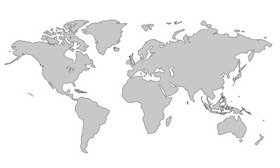 Flat vector world map with clear country.