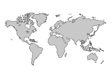 Flat vector world map with clear country.