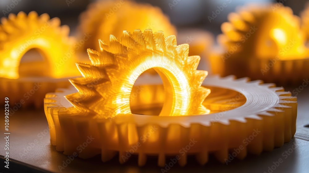 Aufkleber illuminated three dimensional printed gears