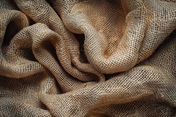 Fototapeta premium Close-up of rustic burlap fabric. This texture is ideal for adding a natural and earthy feel to your designs, perfect for backgrounds, patterns, or website designs.