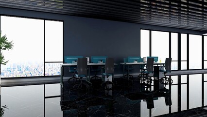 blank wall in office room for company logo mockup 3d design interior