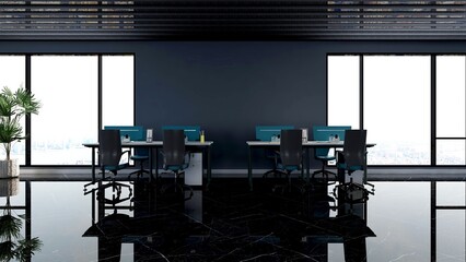 blank wall in office room for company logo mockup 3d design interior