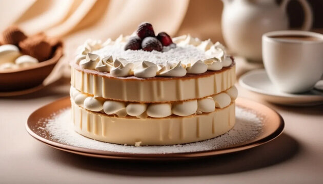 Meringe cake with cream, ai