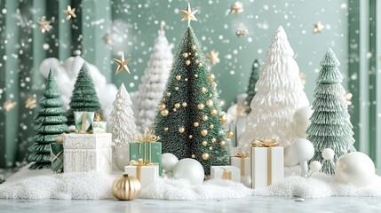 Festive Christmas Tree Decor with Ornaments and Gifts