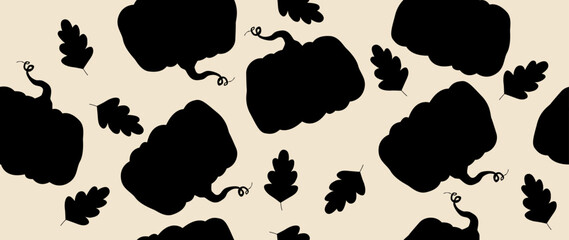 Vector seamless background. Autumn concept. Minimalistic abstract pattern. Modern black print on a light background. Ideal for textile design, screensavers, covers, cards, invitations and posters.