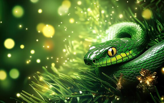 green snake christmas background 