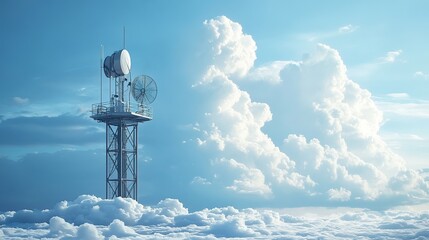Advanced weather monitoring station cloudy skies technology high altitude aerial view meteorology insights