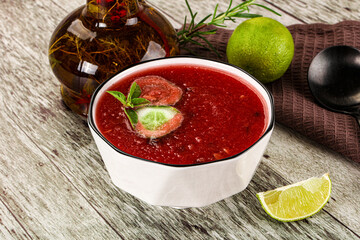 Sweet watermelon gazpacho with cucmber