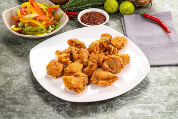 Golden crispy Breaded calamari snack