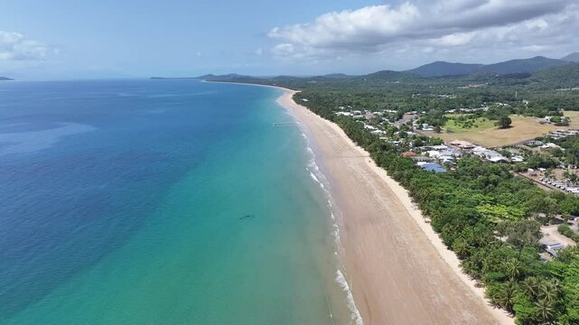 Cinematic aerial footage of Mission Beach Queensland Australia