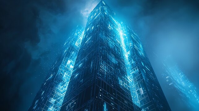 Futuristic Quantum Powered Corporate Tower Symbolizing Technological Adoption and Innovation - Powered by Adobe