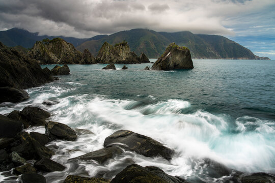 Beautiful east coast of Taiwan, waves and rocks, Taiwan beach