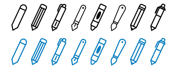 pen and pencils icon simple monochrome pencil write create draw brush