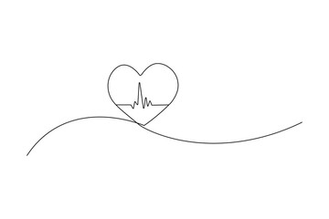 Love shape continuous single line art and isolated outline vector illustration
