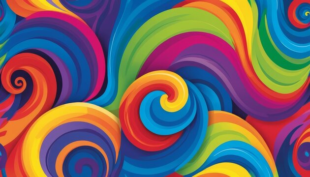 Colorful swirling abstract patterns in vibrant rainbow hues
