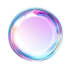 A vibrant and colorful bubble with a reflective surface and soft gradient background., isolated on a transparent background.