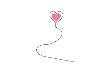 Love shape continuous single line art and isolated outline vector illustration
