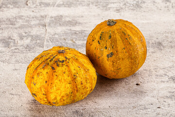 Decorative yelow pampkin seasonal vegetables