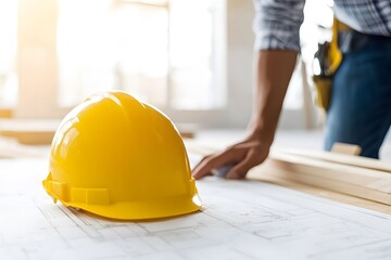 Construction Worker Inspecting Renovation Project – A Professional Scene of Quality Control and Progress on a Building Site