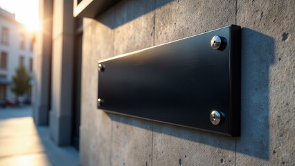 Stylish urban nameplate mockup showcasing a clean and elegant metallic plate design for professional branding.