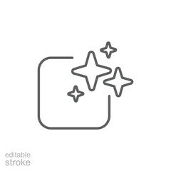 Ai generated icon. Simple outline style. AI star and square, artificial intelligence, computer help assistant, technology concept. Thin line symbol. Vector illustration isolated. Editable stroke.