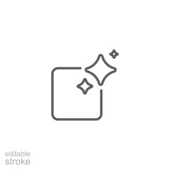 Ai generated icon. Simple outline style. AI star and square, artificial intelligence, computer help assistant, technology concept. Thin line symbol. Vector illustration isolated. Editable stroke.