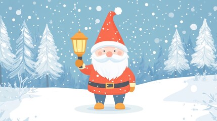 Obraz premium Cute gnome in snow field in winter for holiday decoration