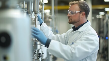 Laboratory technician analyzes fuel composition in advanced research facility