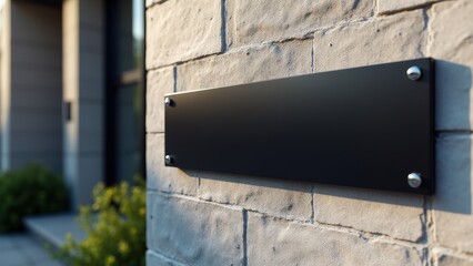 Creative urban signage featuring a polished and modern nameplate design for advertising and branding presentations.