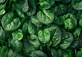 Obraz premium Washed fresh mini spinach in a plate on an stone background.