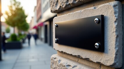 Modern and sophisticated nameplate mockup with engraved metallic details, blending creative design with real-life branding elements.