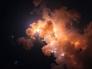 Ethereal nebulae with glowing gas clouds against a deep space background, galaxy, astronomy, universe